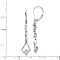 14k White Gold Diamond Leverback Earrings ,