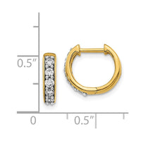 14k Yellow Gold Diamond Hoop Earrings ,