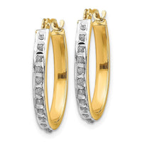 14k Diamond Fascination Oval Hinged Hoop Earrings ,
