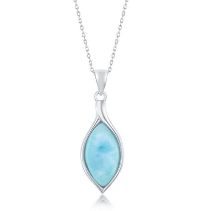 Sterling Silver Marquise Larimar Pendant ,
