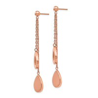 Stainless Steel Polished Rose IP-plated Post Dangle Earrings ,