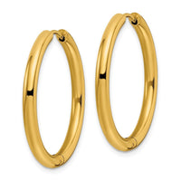 Stainless Steel Polished Yellow IP-plated 3mm Hinged Hoop Earrings ,