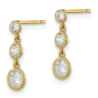 10K CZ Dangle Earrings ,