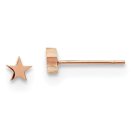 Stainless Steel Polished Rose IP-plated Star Post Earrings ,