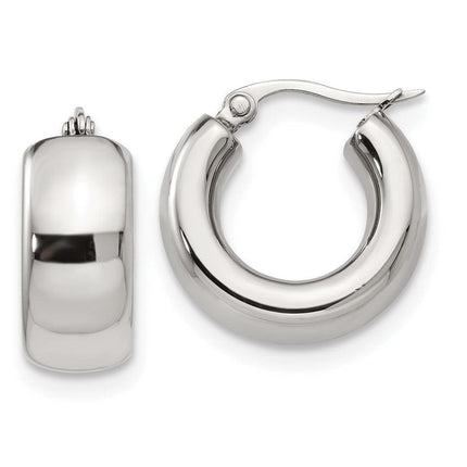 Stainless Steel Polished Hoop Earrings ,
