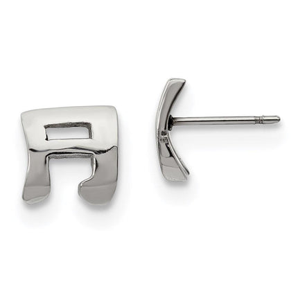 Stainless Steel Polished Music Note Post Earrings ,