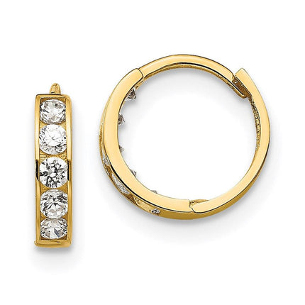 Madi K Kid's 14k  CZ  Hinged Hoop Earrings ,