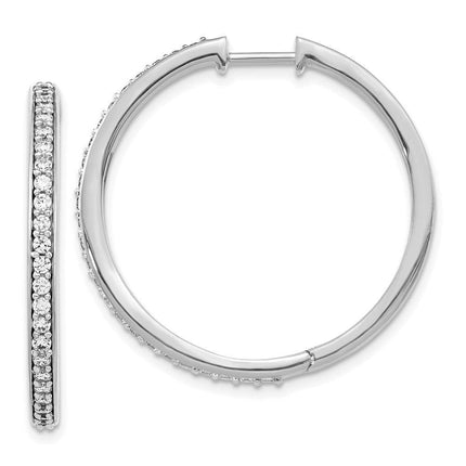 14k White Gold Diamond Hoop Earrings ,
