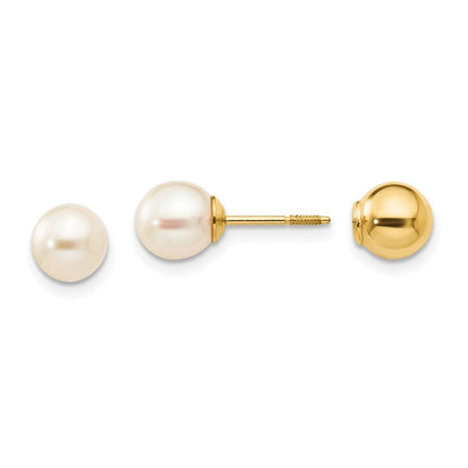 Madi K Kid's 14k Reversible FW Cultured Pearl & Bead Earrings ,