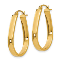 14k Polished 3.5mm Oval Hoop Earrings ,