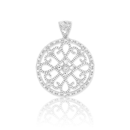 Sterling Silver Round Diamond Pendant Chain ,