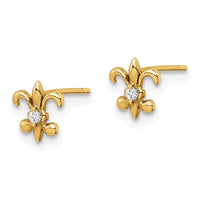 Madi K Kid's 14k CZ Fleur De Lis Post Earrings ,