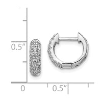 14k White Gold Diamond Hinged Hoop Earrings ,