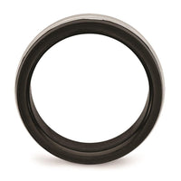 Stainless Steel Polished Black IP Grooved Ring ,