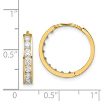 14K CZ Hinged Hoop Earrings ,