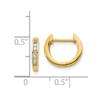 14K Gold Polished Diamond Hinged Hoop Earrings ,