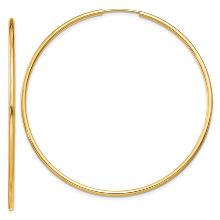 14k 1.5mm Polished Round Endless Hoop Earrings ,