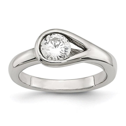 Stainless Steel Polished CZ Ring ,