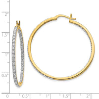 14k Diamond In/Out Hoop Earrings ,