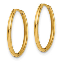 Stainless Steel Polished Yellow IP-plated 1.6mm Hinged Hoop Earrings ,