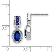 14K White Gold Diamond & Sapphire Post Earrings ,