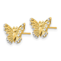 Madi K Kid's 14k CZ Butterfly Post Earrings ,