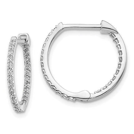 14k White Gold Diamond Hoop Earrings ,