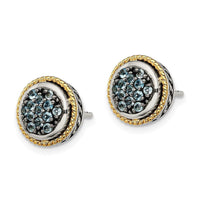 Sterling Silver w/ 14K Accent Light Swiss Blue Topaz Earrings ,
