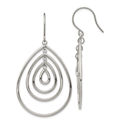 Stainless Steel Polished Dangle Shepherd Hook Earrings ,