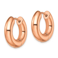 Stainless Steel Polished Rose IP-plated 5mm Hinged Hoop Earrings ,