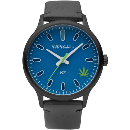420Waldos Men's Watch - Bud Quartz Stainless Steel Case Blue Dial Grey Strap | W1006 ,