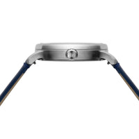 420Waldos Men's Watch - Bud Quartz Steel Case Dark Blue Genuine Leather Strap | W1005 ,