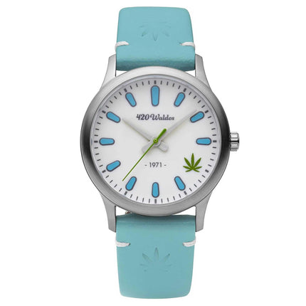 420Waldos Women's Quartz Watch - Mary Jane Blue Soft Genuine Leather Strap | W2005 ,