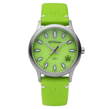 420Waldos Women's Quartz Watch - Mary Jane Green Dial Genuine Leather Strap | W2016 ,