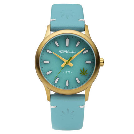 420Waldos Women's Quartz Watch - Mary Jane Soft Blue Genuine Leather Strap | W2012 ,