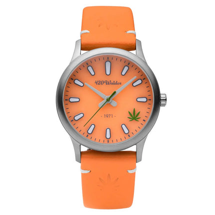420Waldos Women's Quartz Watch - Mary Jane Soft Orange Genuine Leather Strap | W2014 ,