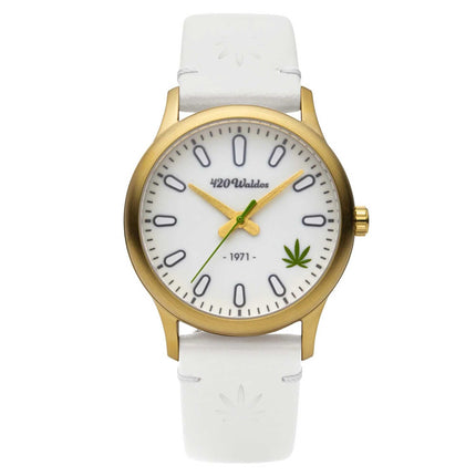 420Waldos Women's Quartz Watch - Mary Jane White Dial Genuine Leather Strap | W2003 ,