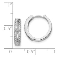 14k White Gold Diamond Hinged Round Hoop Earrings ,