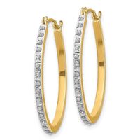 14k Diamond Fascination Oval Hinged Hoop Earrings ,