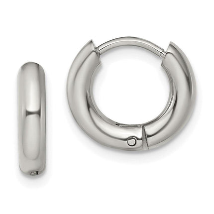 Stainless Steel Polished 3mm Hinged Hoop Earrings ,