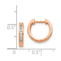 14k Rose Gold Diamond Hinged Hoop Earrings ,
