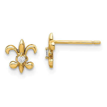 Madi K Kid's 14k CZ Fleur De Lis Post Earrings ,