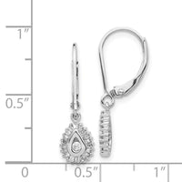 14k White Gold Diamond Leverback Earrings ,