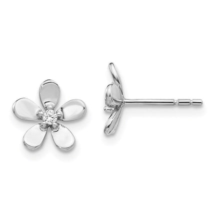 14k White Gold Diamond Earrings ,