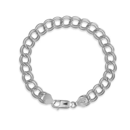Sterling Silver Twin Charm Bracelet, 9" ,