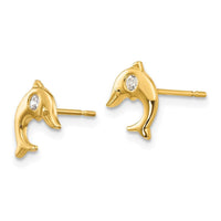 Madi K Kid's 14k CZ Dolphin Post Earrings ,