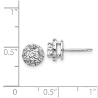 14k White Gold Diamond Cluster Post Earrings ,