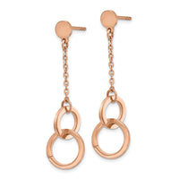 Stainless Steel Polished Rose IP-plated Post Dangle Earrings ,