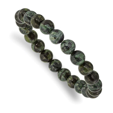 Green Eye Agate Beaded Stretch Bracelet ,