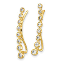 14K CZ Ear Climber Earrings ,